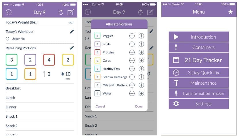 21 day fix tracker app screenshots
